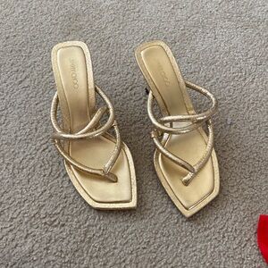 Jimmy Choo gold sandal heel